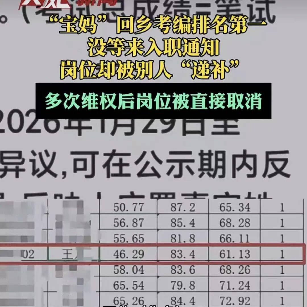“女子考编排名第一却被别人递补，多次维权后岗位取消”，处理违规莫再遮遮掩掩