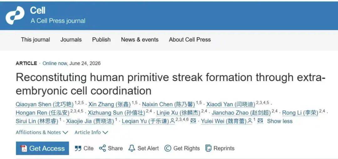 《细胞》+1,这个学院今年CNS五连发!_研究_原条_胚胎
