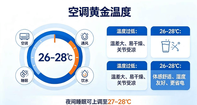 【汤医科普】空调吹不对，凉爽变受罪！26℃-28℃才是夏季黄金温度