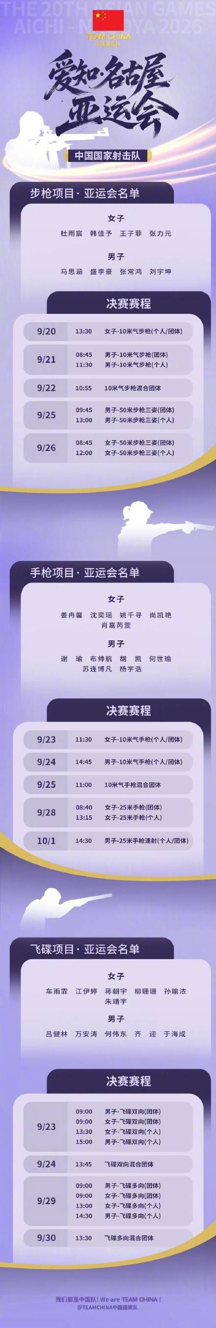 中国射击队不参加亚运会开幕式