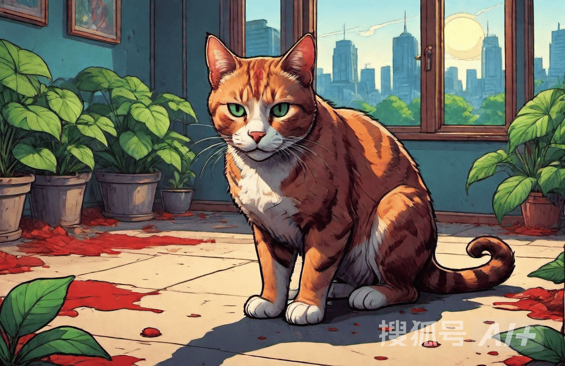 猫咪满脸是血站在那里 一脸的懵逼 我杀猫了!